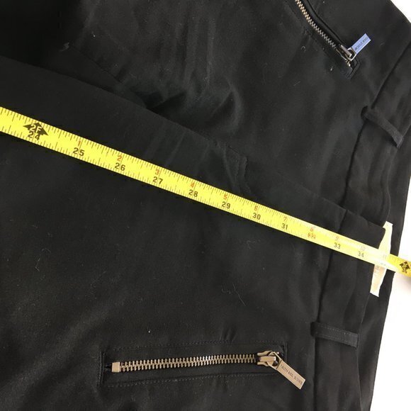 Michael Kors MK Womens Gold Zip Front Pockets Black Ankle Zip Pants Size 4 Work - Picture 6 of 7